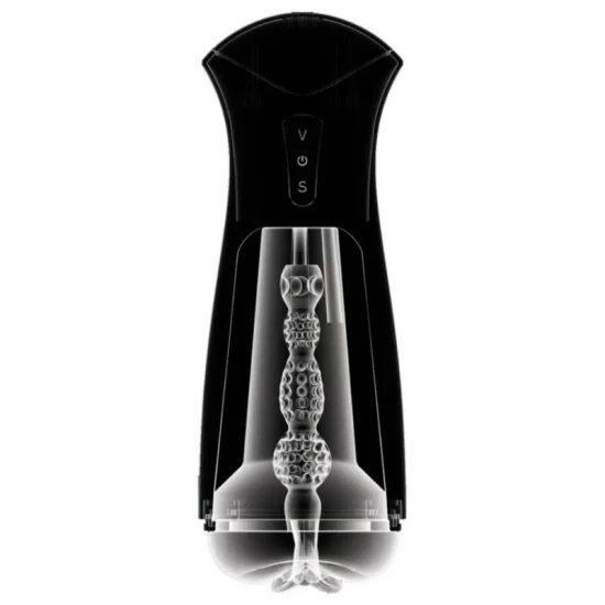 Masturbator cu aspirație și vibrații, material premium