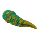 Dildo fantasy din silicon, bicolor verde-galben, 22,5 cm Ø 6 cm