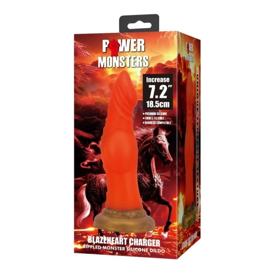 Dildo fantasy din silicon, portocaliu transluc., 18.5 cm Ø 4.5 cm