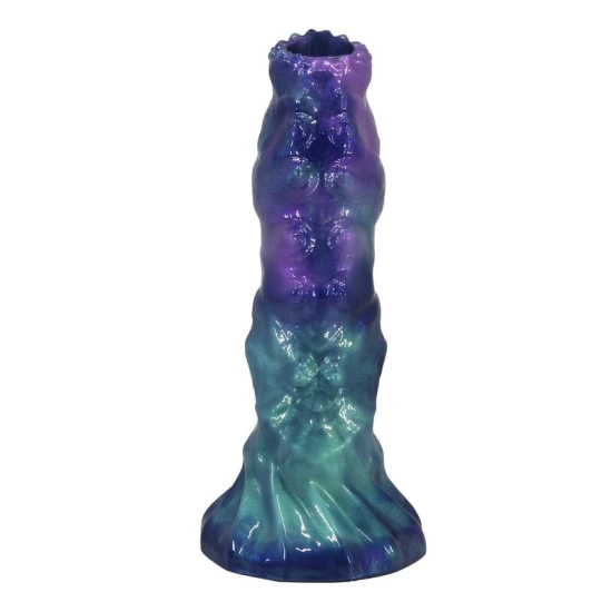 Dildo fantezie gonflabil din silicon, tricolor, 23 cm