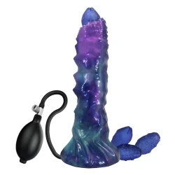 Dildo fantezie gonflabil din silicon, tricolor, 23 cm