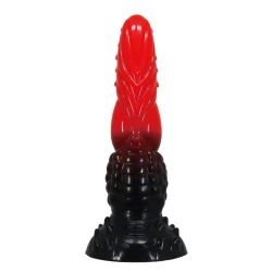 Dildo fantezie Fire Dragon din silicon, roșu-negru, 24,5 cm