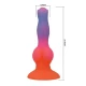 Dildo fantezie din silicon, gradient portocaliu-roz-albastru, 21.5 cm