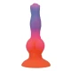 Dildo fantezie din silicon, gradient portocaliu-roz-albastru, 21.5 cm