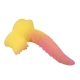 Dildo fantezie cu ventuză din silicon, roz și galben, 22.5 cm