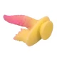 Dildo fantezie cu ventuză din silicon, roz și galben, 22.5 cm