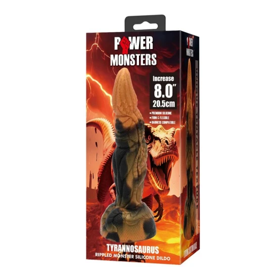 Dildo fantezie Tyrannosaurus din silicon, bicolor, 20.5 cm