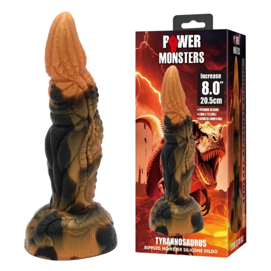 Dildo fantezie Tyrannosaurus din silicon, bicolor, 20.5 cm