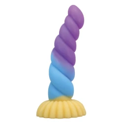 Dildo fantezie Unicorn tricolor din silicon, 22 cm, Ø 5 cm
