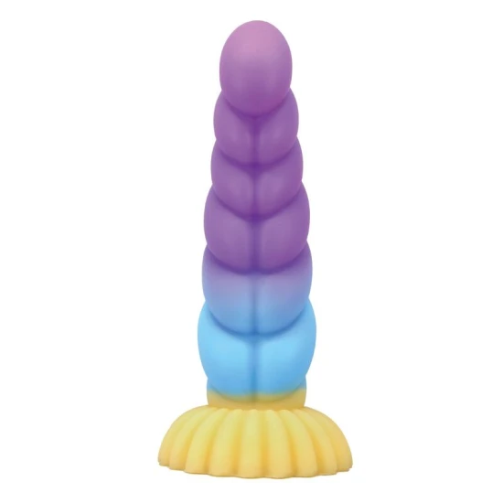 Dildo fantezie Unicorn tricolor din silicon, 22 cm, Ø 5 cm