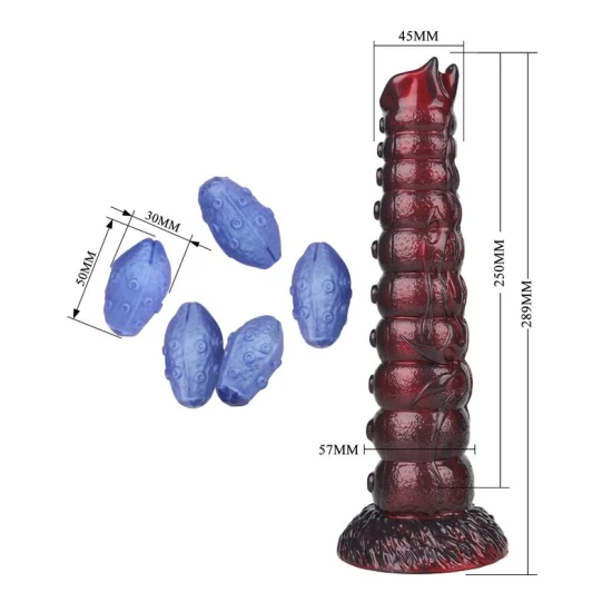 Dildo fantezie gonflabil din silicon, bicolor mov-negru, 29 cm