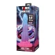 Dildo fantasy cu ventuză din silicon, albastru-liliachiu-roz, 20.5 cm