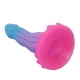 Dildo fantasy cu ventuză din silicon, albastru-liliachiu-roz, 20.5 cm
