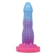 Dildo fantasy cu ventuză din silicon, albastru-liliachiu-roz, 20.5 cm