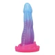 Dildo fantasy cu ventuză din silicon, albastru-liliachiu-roz, 20.5 cm
