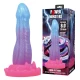 Dildo fantasy cu ventuză din silicon, albastru-liliachiu-roz, 20.5 cm