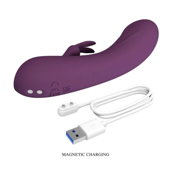 Vibrator Rabbit Reîncărcabil din Silicon, Mov