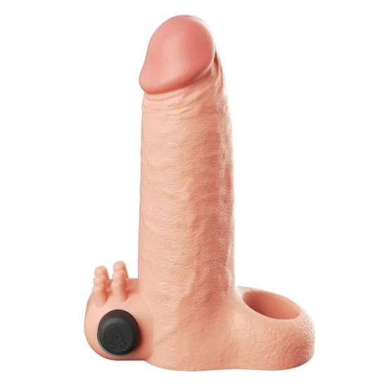 Extensie penis vibratoare din Fanta Flesh, bej, 5 cm