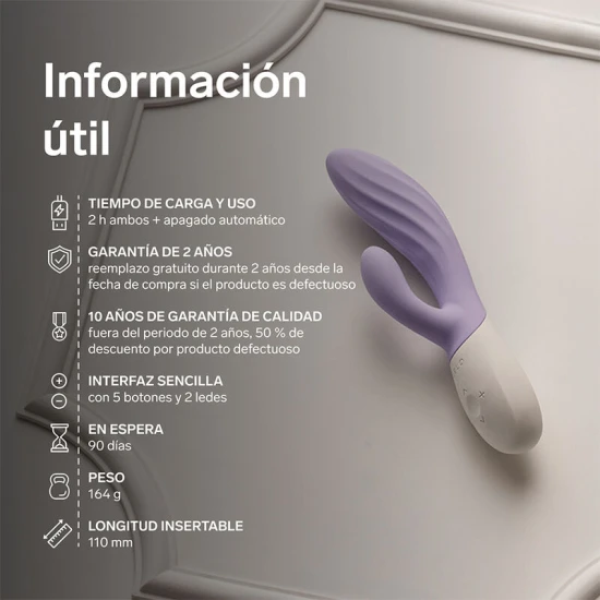 Vibrator dublu pentru G-spot și clitoris din silicon, lavandă