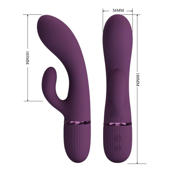Vibrator Rabbit Reîncărcabil din Silicon, Mov, 10 Funcții