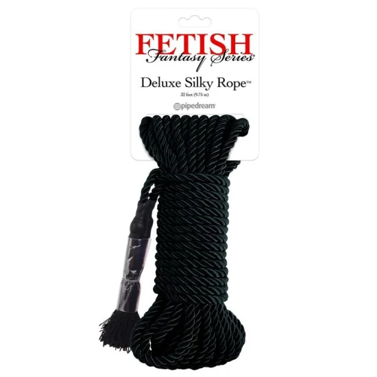 Frânghie deluxe din mătase tip silk, neagră, 9.75 m