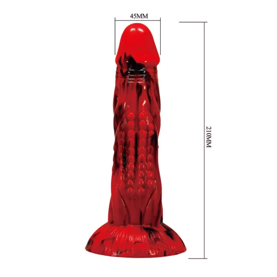 Dildo fantezie Minotaur din silicon, roșu și negru, 21 cm