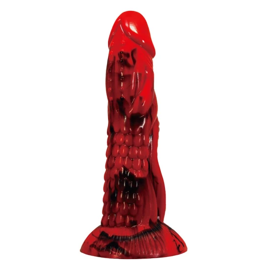 Dildo fantezie Minotaur din silicon, roșu și negru, 21 cm