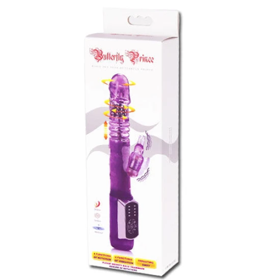 Vibrator Rabbit Butterfly Prince din silicon și TPE, roșu