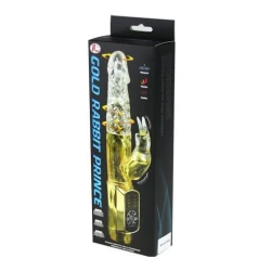 Vibrator Rabbit Gold Prince din silicon și TPE, auriu