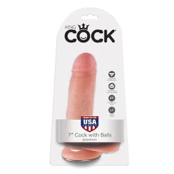 Dildo Realist - Cu Bile, Culoarea Pielii, 17.8 cm