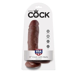 Dildo Realist - Cu Bile, Maro, 20.3 cm