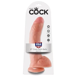 Dildo King Cock - Cu Bile, Culoarea Pielii, 22.9 cm