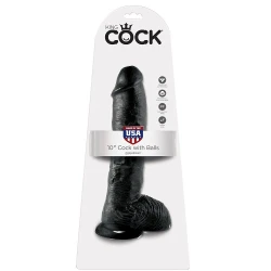 Dildo realist negru din cauciuc, 25,4 cm