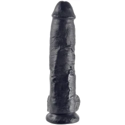 Dildo realist negru din cauciuc, 25,4 cm
