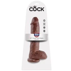 Dildo Realist - Cu Bile, Maro, 25.4 cm