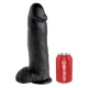 Dildo realist negru cu ventuză și bile, 30,48 cm