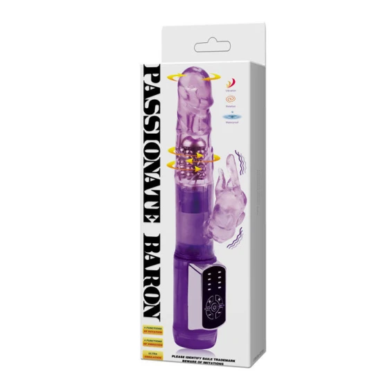 Vibrator Rabbit Passion Baron din silicon și TPE, negru