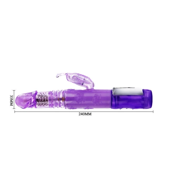 Vibrator Rabbit Butterfly Prince din silicon și TPE, roșu