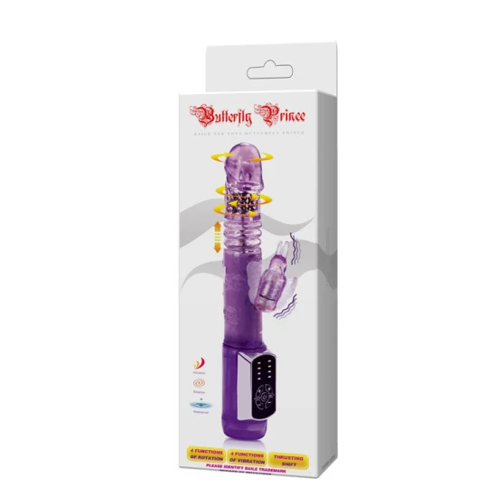 Vibrator Rabbit Butterfly Prince din silicon și TPE, roșu