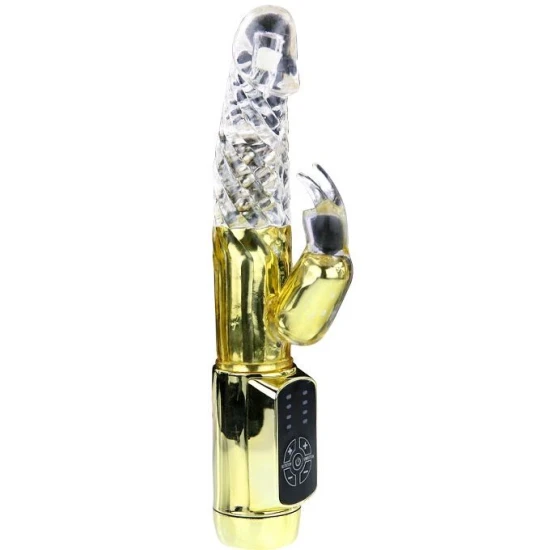Vibrator Rabbit Gold Prince din silicon și TPE, auriu