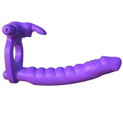 Vibrator Dublu - Rabbit, Negru, Mărime Unică