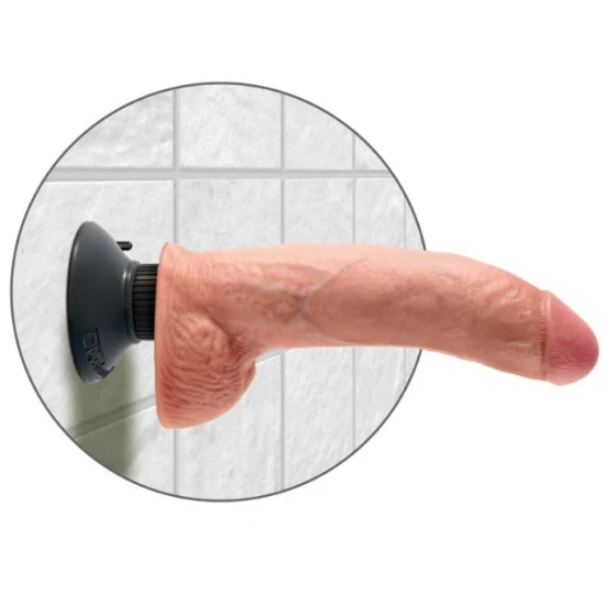Dildo Vibrator King Cock din cauciuc, Flesh, 23 cm
