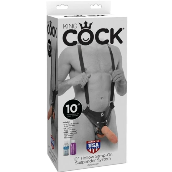 Sistem strap-on cu dildou gol din nylon, Flesh, 25.5 cm