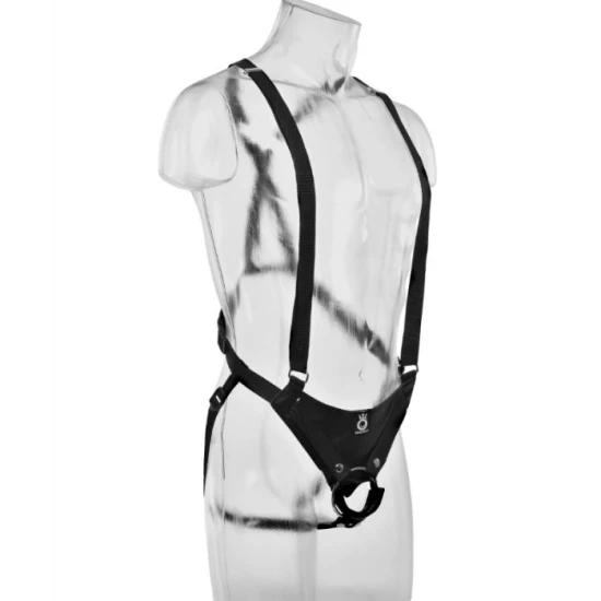 Sistem strap-on cu dildou gol din nylon, Flesh, 25.5 cm