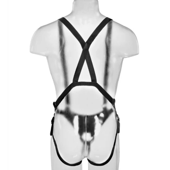 Sistem strap-on cu dildou gol din nylon, Flesh, 25.5 cm
