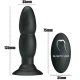 Plug vibrator cu rotație și telecomandă, silicon, negru