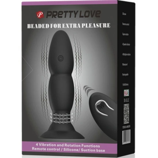 Plug vibrator cu rotație și telecomandă, silicon, negru