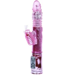 Vibrator cu rotație și pulsații, silicon, roz