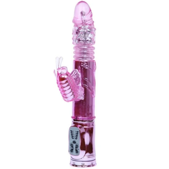 Vibrator cu rotație și pulsații, silicon, roz