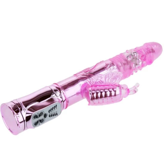 Vibrator cu rotație și pulsații, silicon, roz